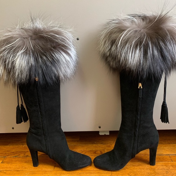 YSL black silver fox boots size 39.5 - Picture 4 of 8